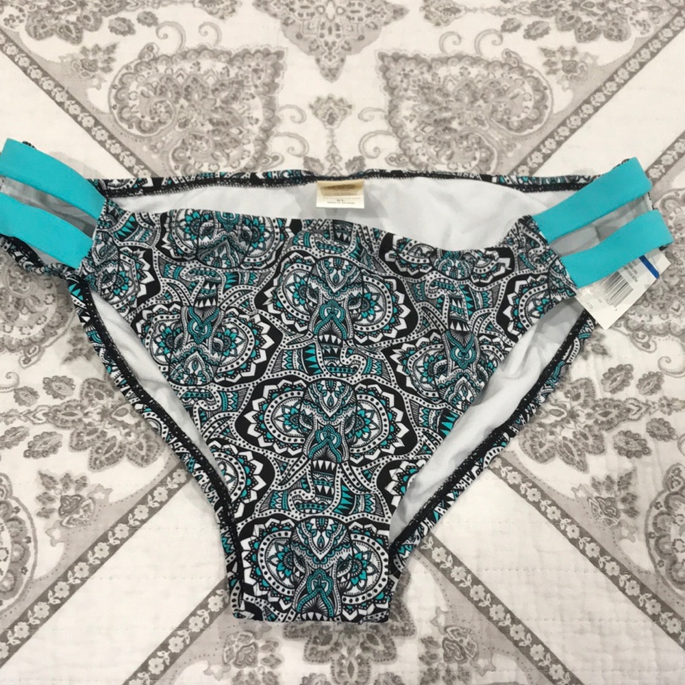 New light blue and black swim bottoms